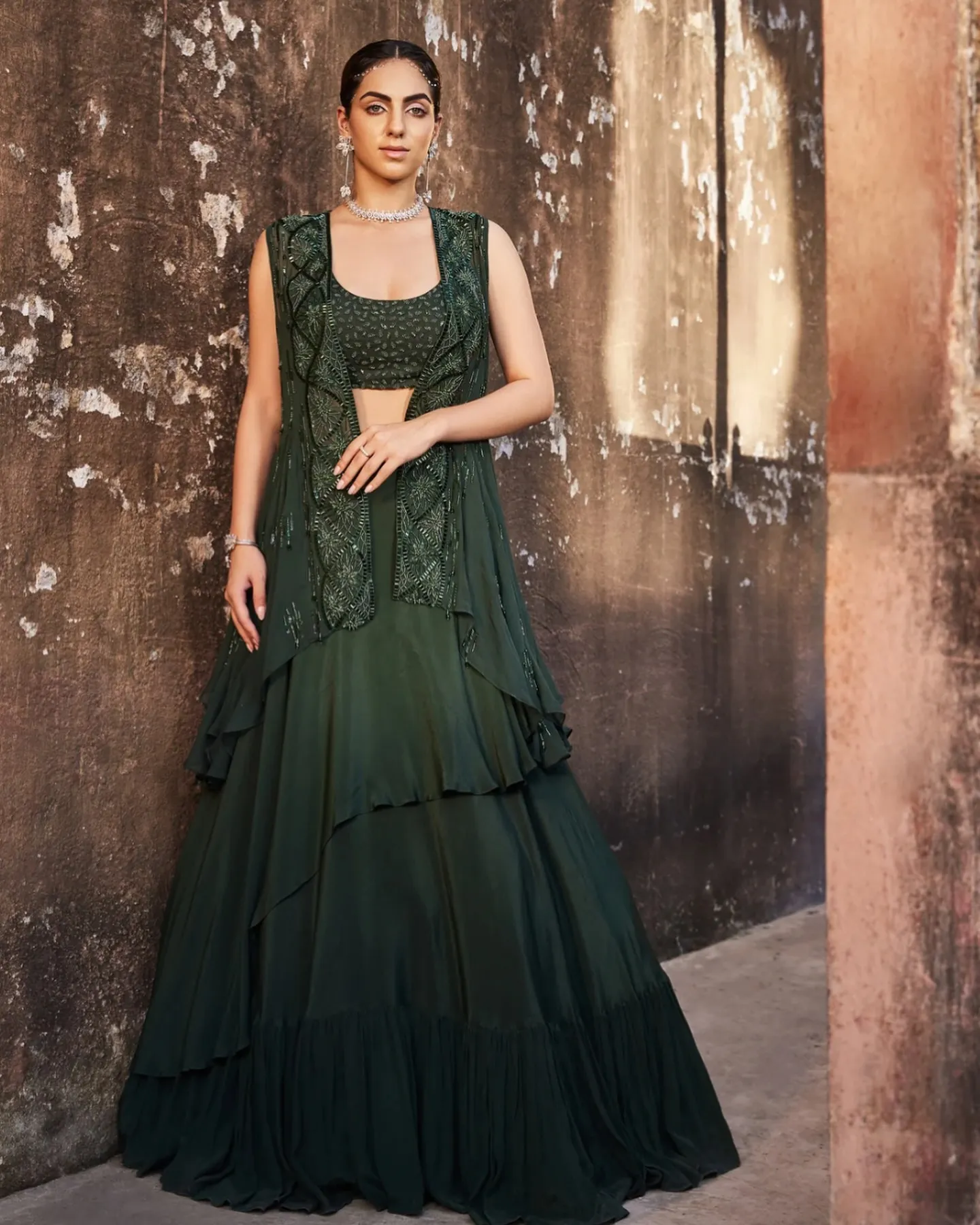 Ivory sherwani with gold thread embroidery for groom styling