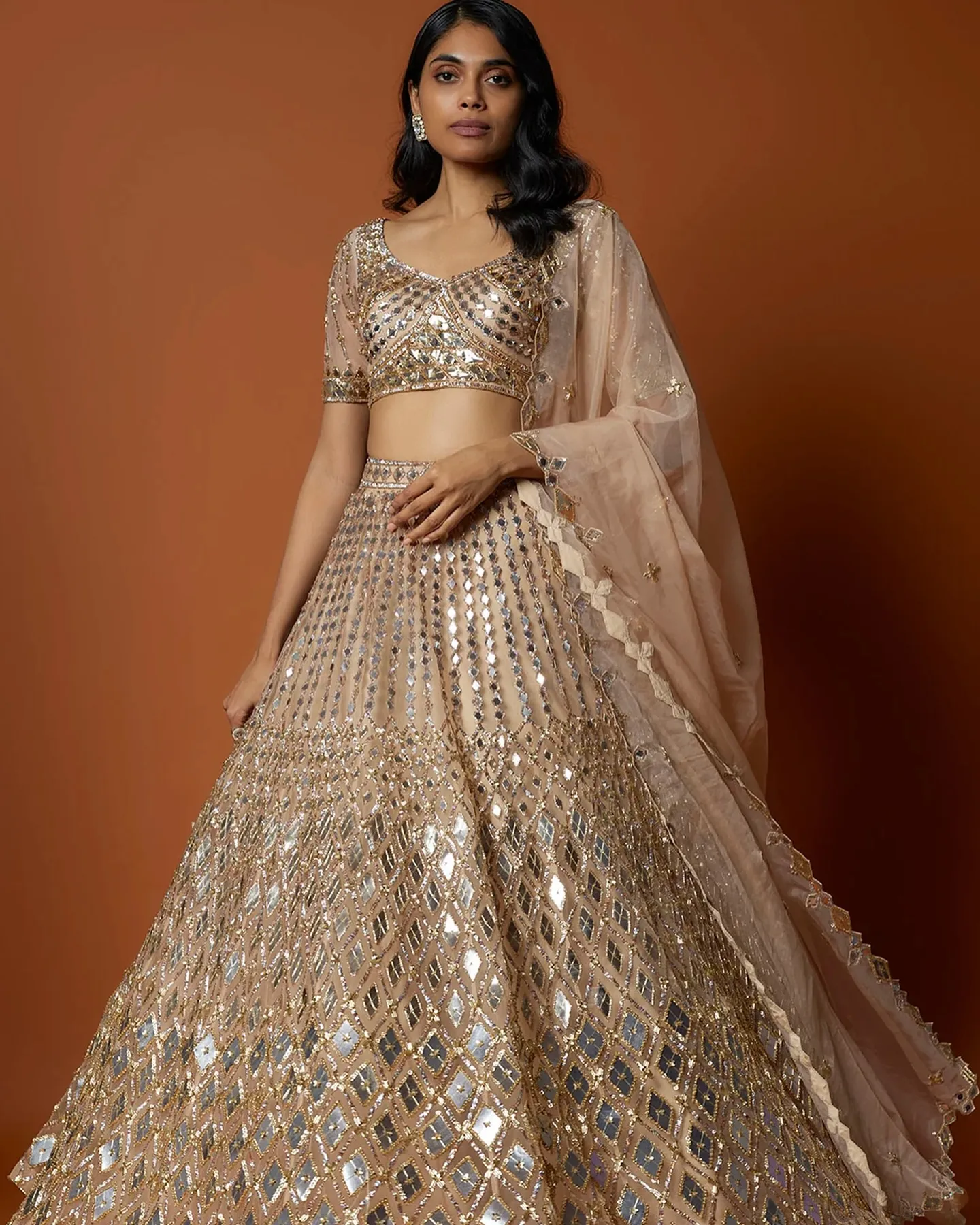 Hand-embroidered kurta set with nehru collar and silk churidar