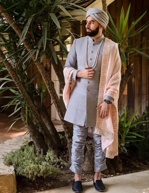Men's party wear featuring sherwanis, bandhgalas, and tailored kurta sets